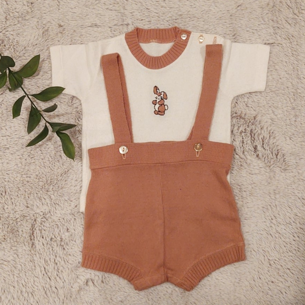 Vintage romper bunny knitted outfit 9/12 Months